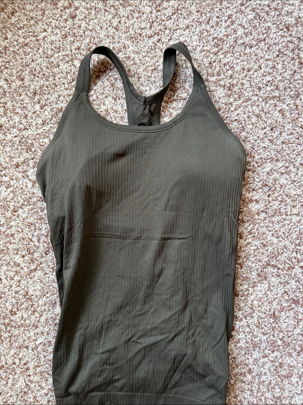 CRZ YOGA Women’s Olive Green Racerback Tank Top WITH build in bra M